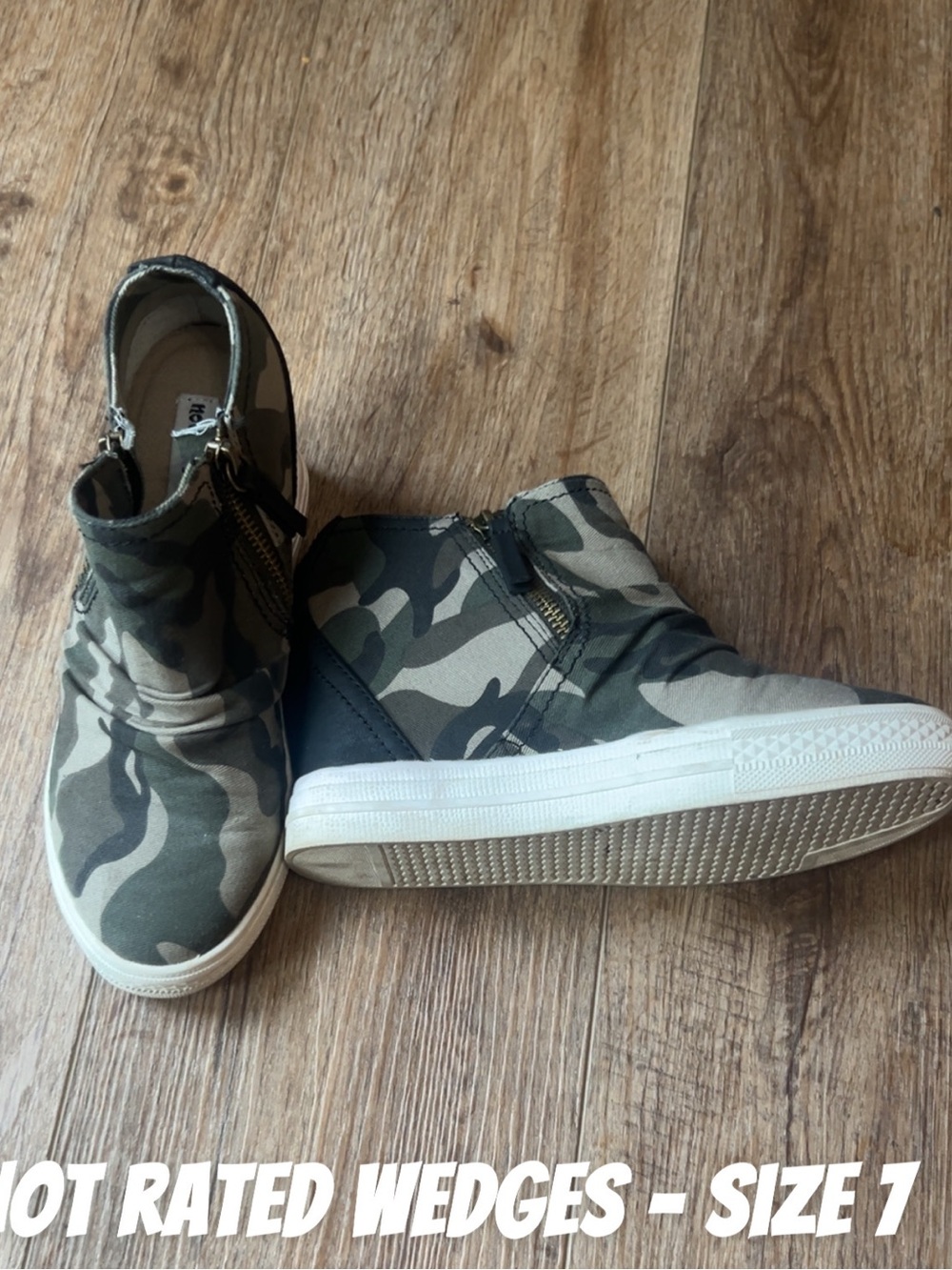 Not Rated Camo Wedge Sneakers - Green, Black, White